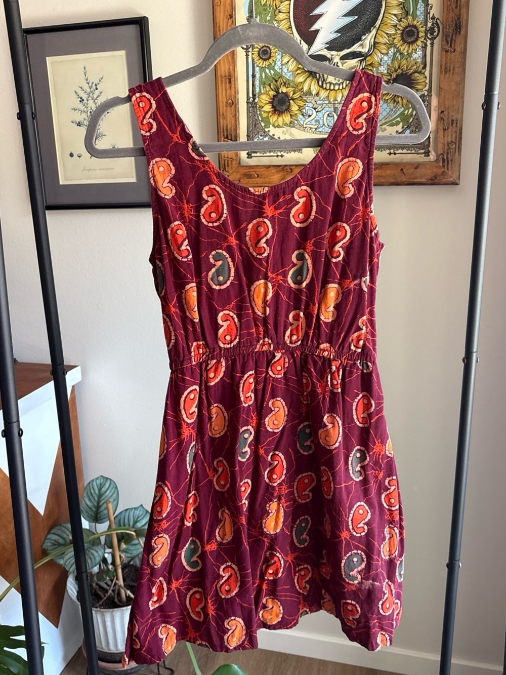 Stylish Red Paisley Dress
